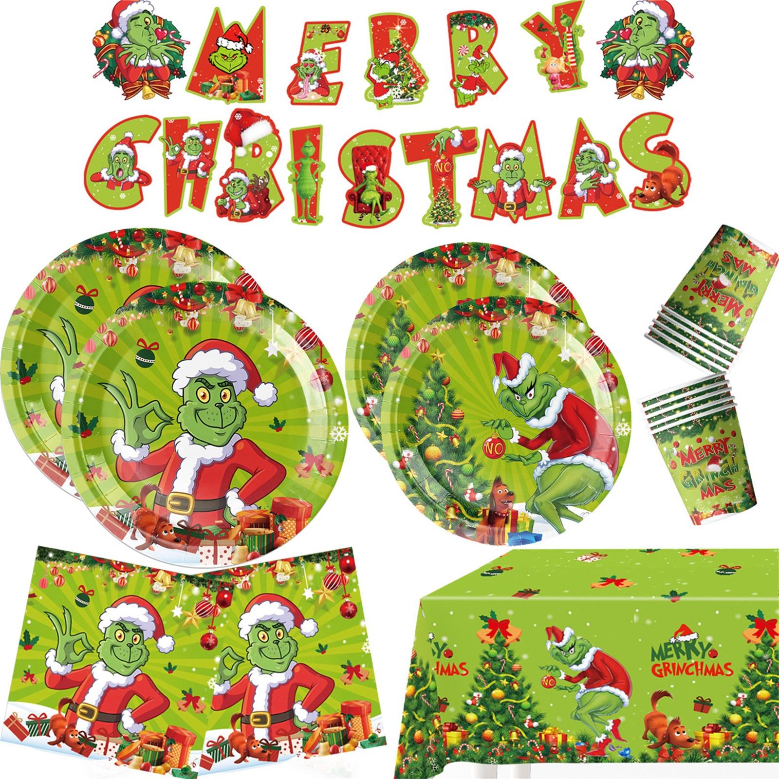 

Party Paper Plate Christmas Party Decoration Set Paper Cup Tissue Birthday Christmas Party Supplies One Size