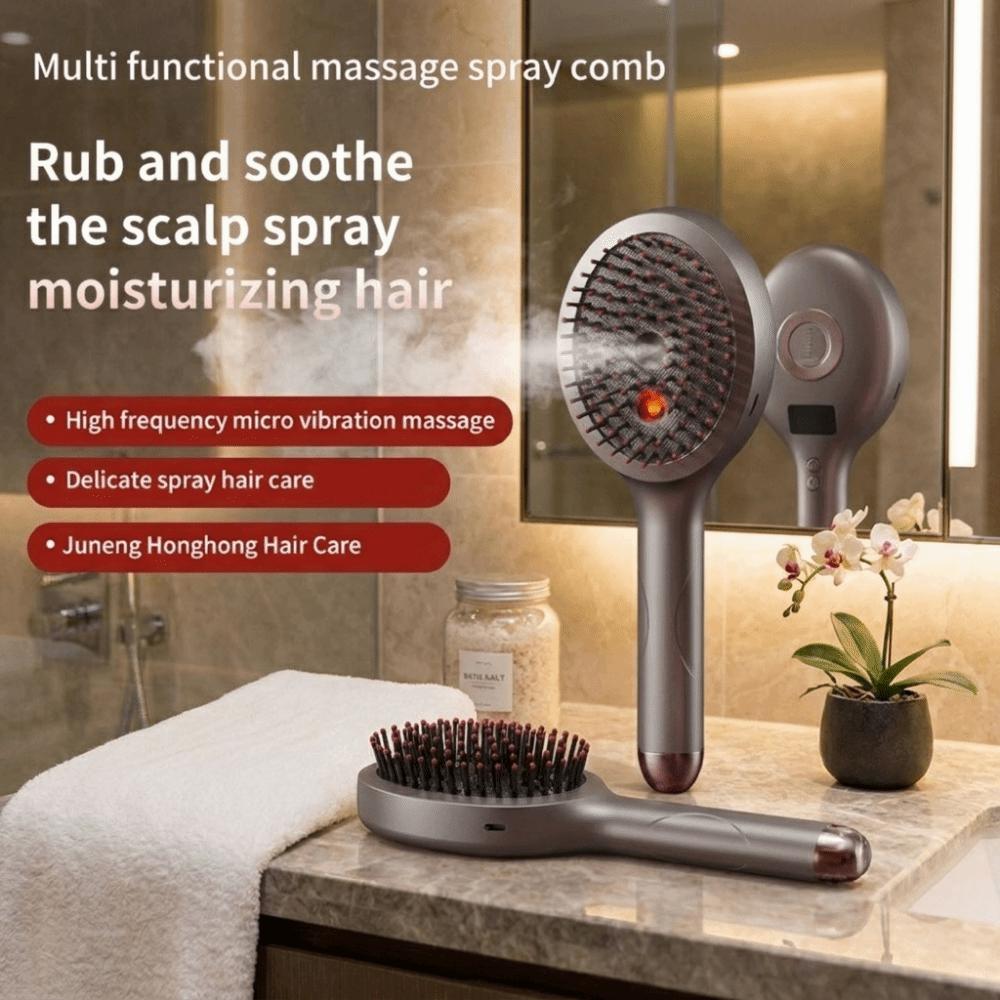 High Frequency Vibration Red Light Spray Massage Comb Hair Care 2-In-1 Misting Hair Brush Gift