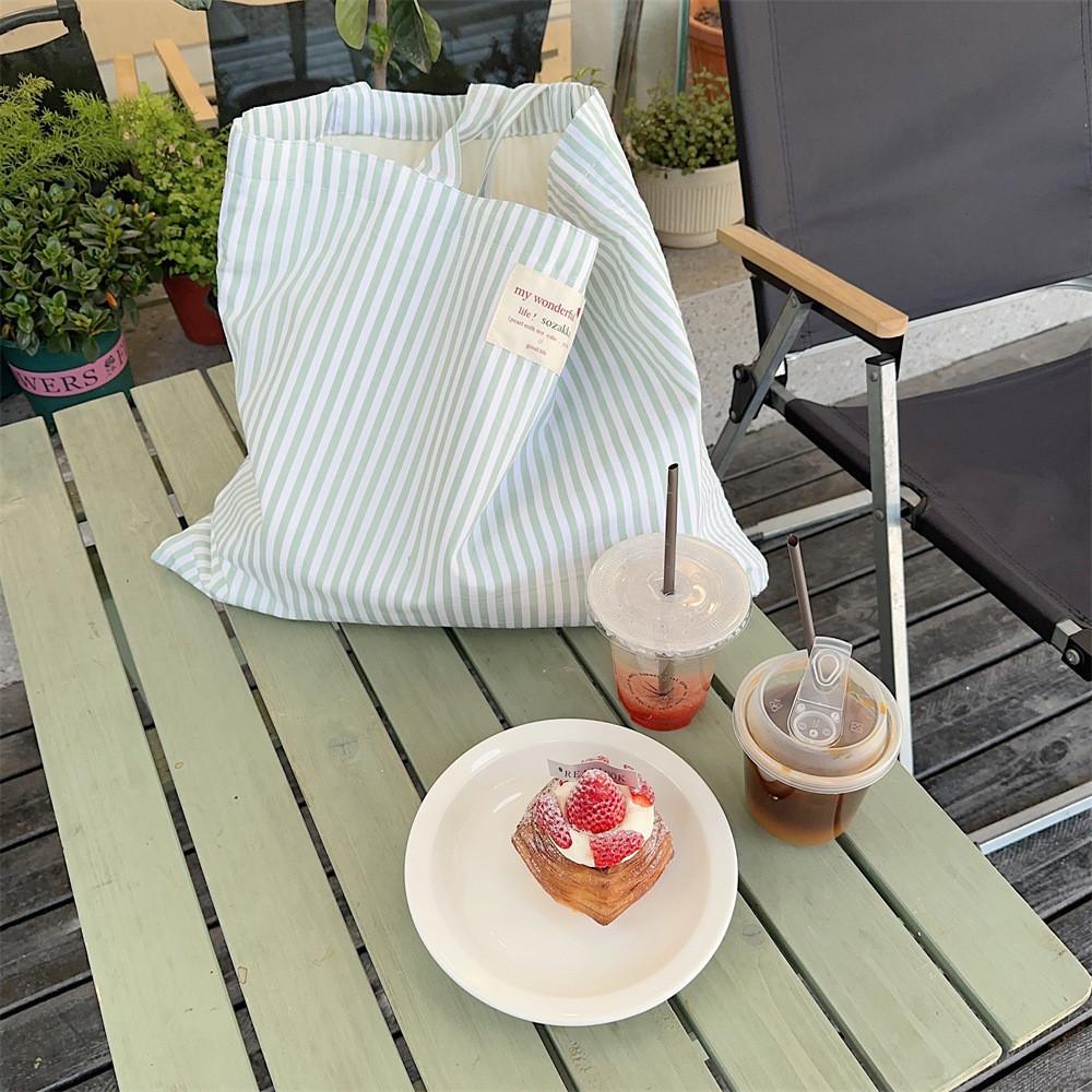 Stylish Striped Canvas Shoulder Bag For Daily Commutes And High-quality