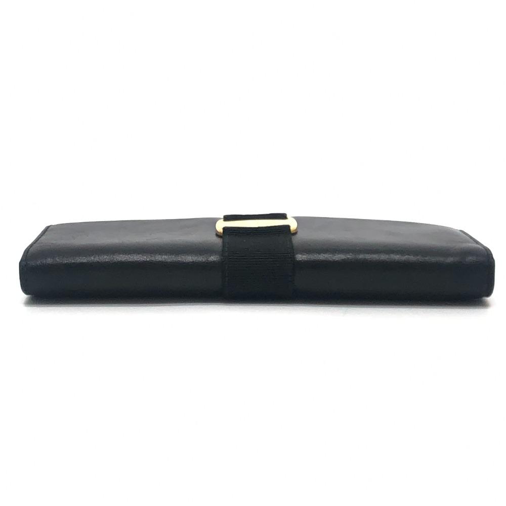 Salvatore Ferragamo Vala Wallet Long Wallet Bifold Long Wallet Leather Black