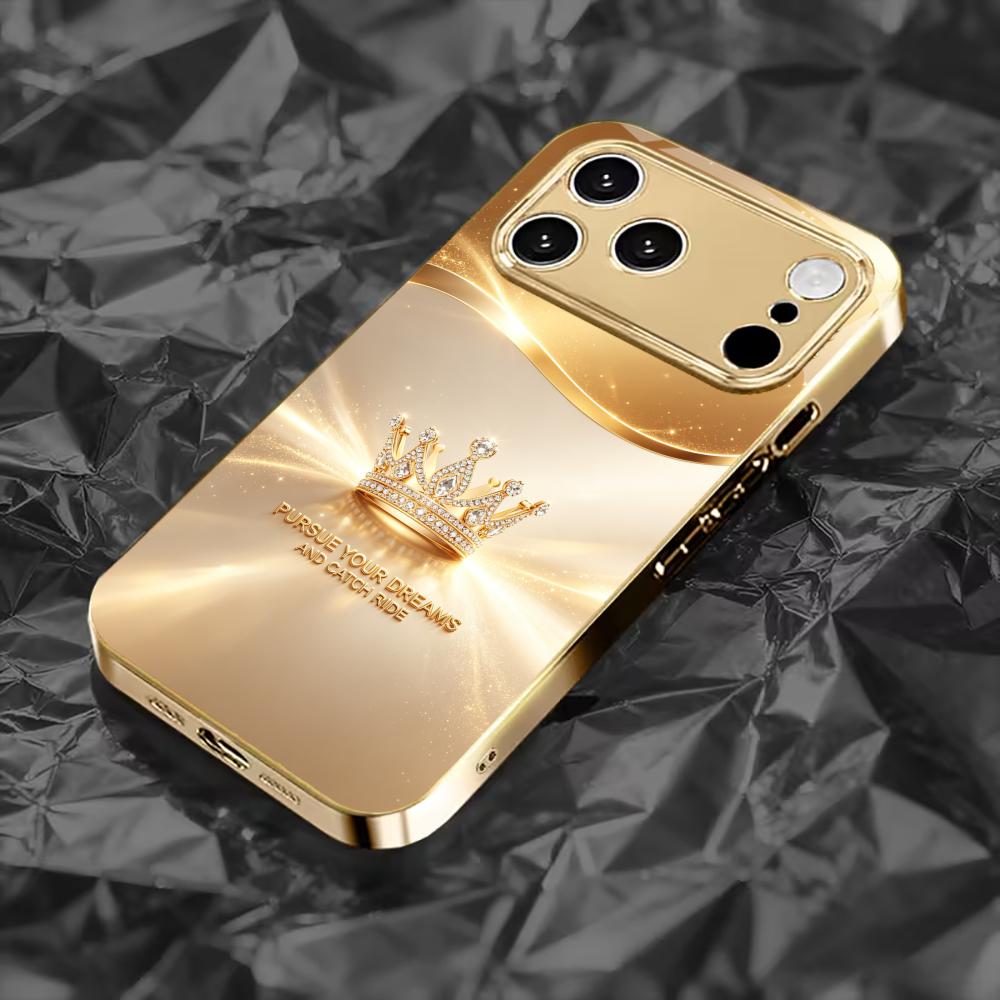 Fashionable Simple Crown phone case for funda iphone for iphone 17 pro max cover glass for iPhone 17 16 15 14 13 12pm Pro Plus