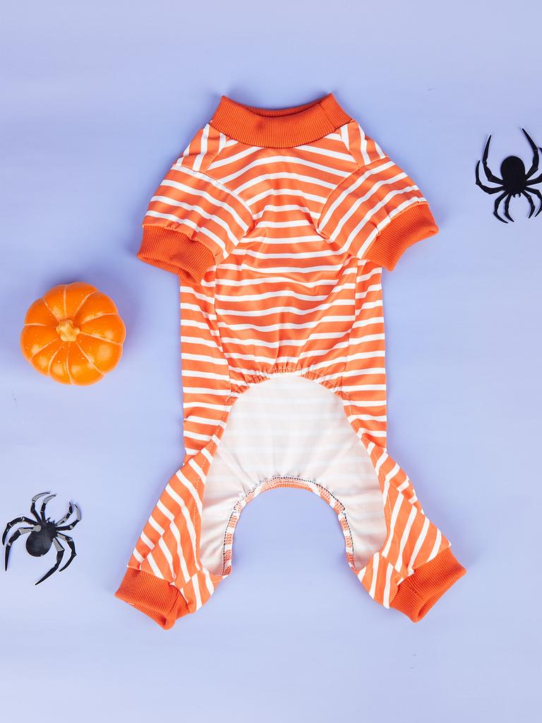 Kürbis-Jumpsuit-Kostüm für Haustierhunde für Halloween-Kostümparty, Haustierkarneval, lustige Party Kürbis-Pyjama Haustierkleidung Bekleidung für Pu