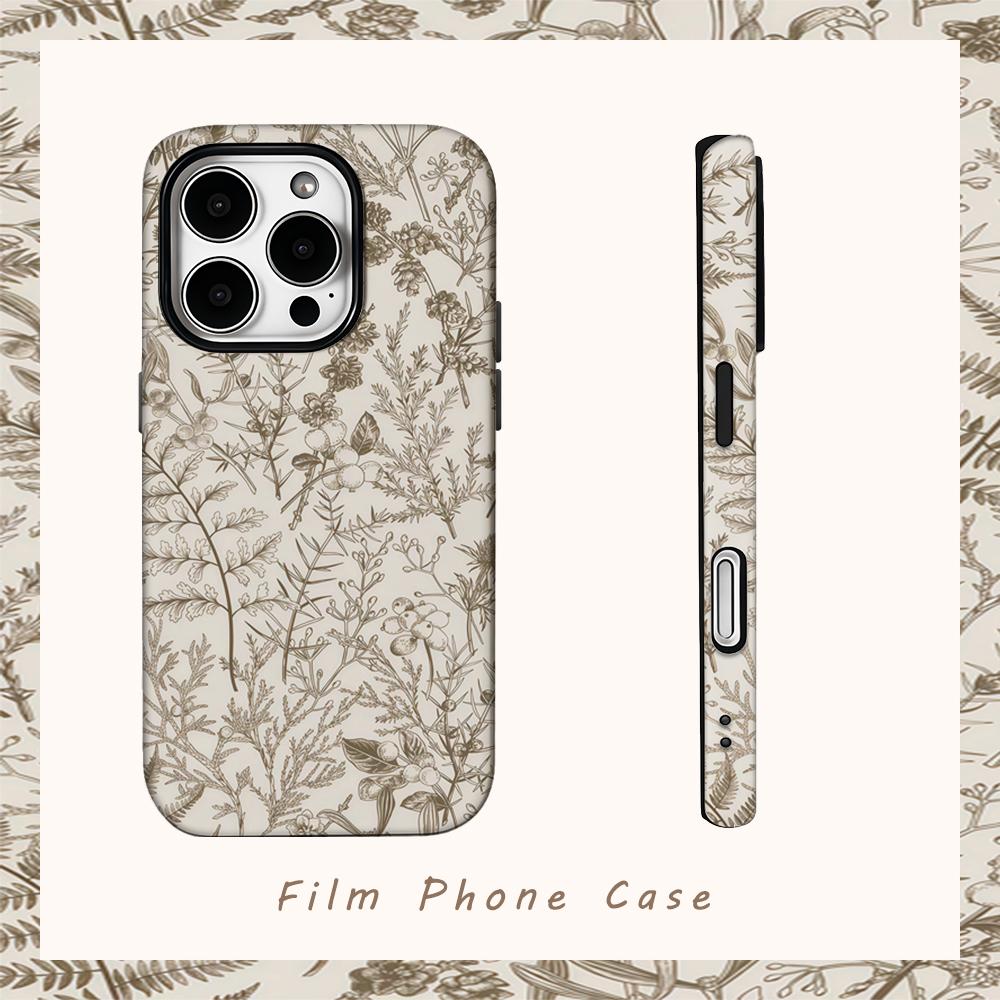 Custodia per Telefono Beige Giardino per IPhone 16 15 14 13 12 11 X XS XR XSMAX 7 8 Pro Max Plus Cover Posteriore a Doppio Strato