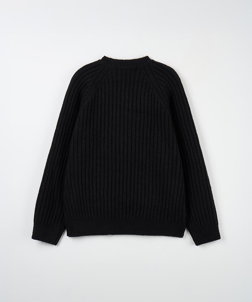 NODU Ribbed Raglan Diagonal Knit [Black]