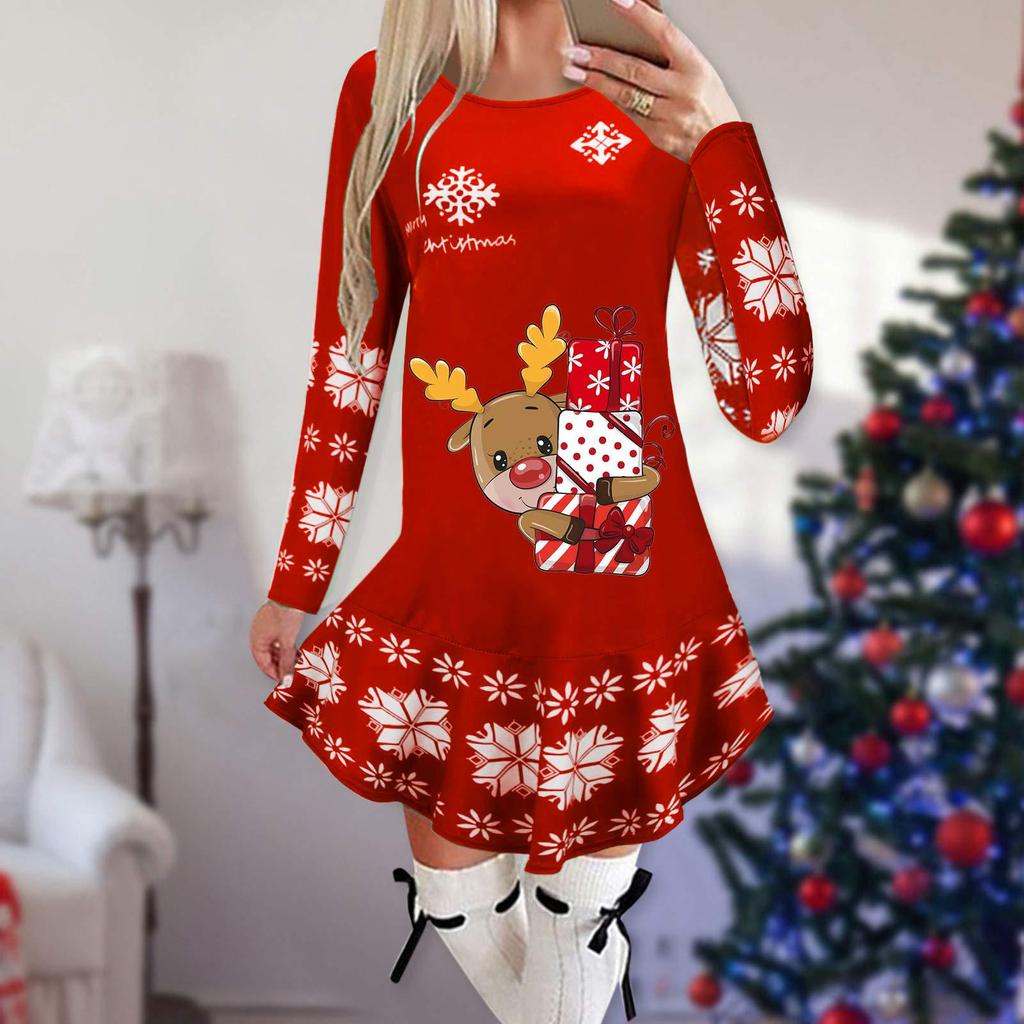 Women's Christmas Printed Dress Base Shirt