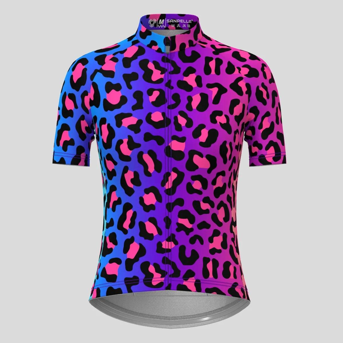 

2026 Women s Cycling Clothing Gradient Leopard Print Summer Cycling Jersey Set Women Breathable Short Sleeves Mountain Bike Clothes XXL