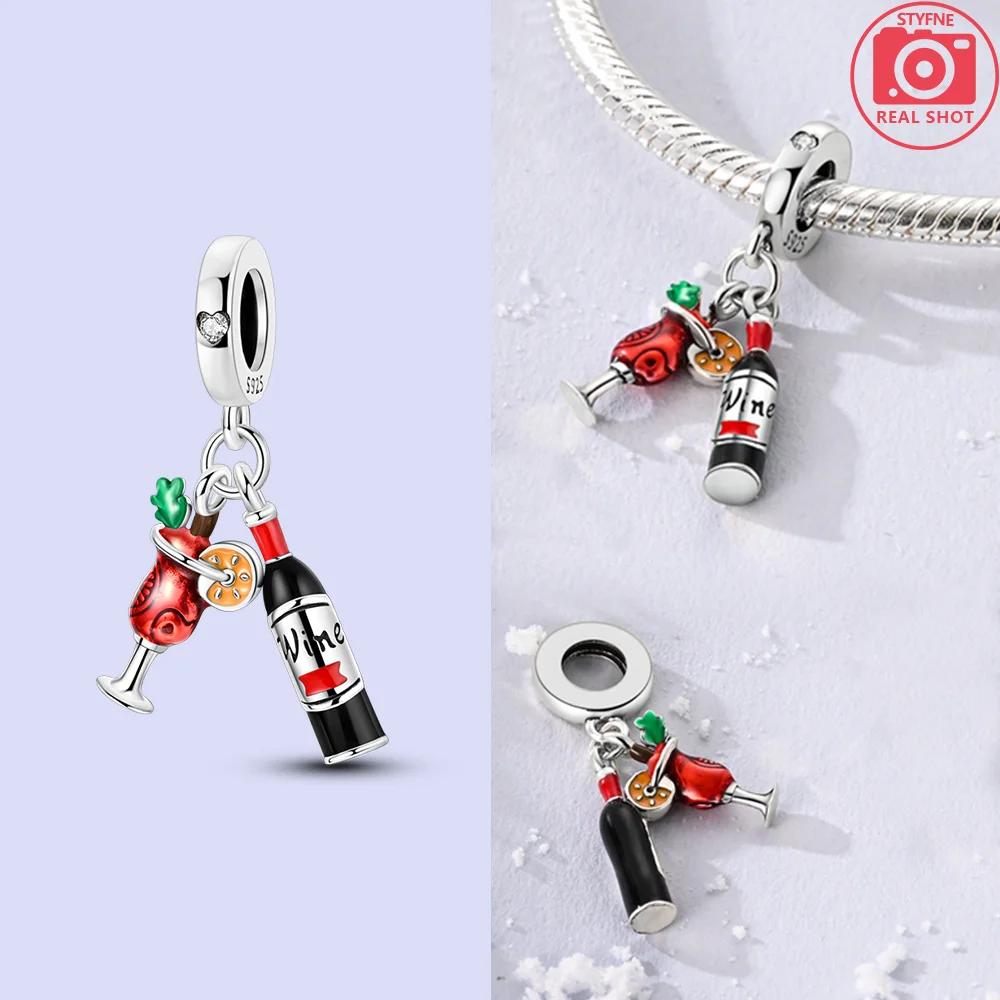 Charms Copper Original French Fries Pizza Wine Bottles Gummy Candies Beads Fit Bracelet Jewelry Women Diy Necklace Gift