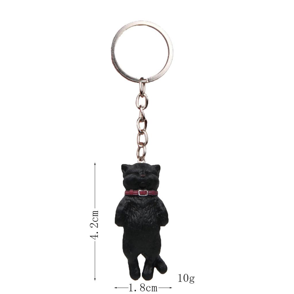 Cute Cartoon Collar Sleepy Cat Keychain Pendant For Keychain And Car Accessory Black