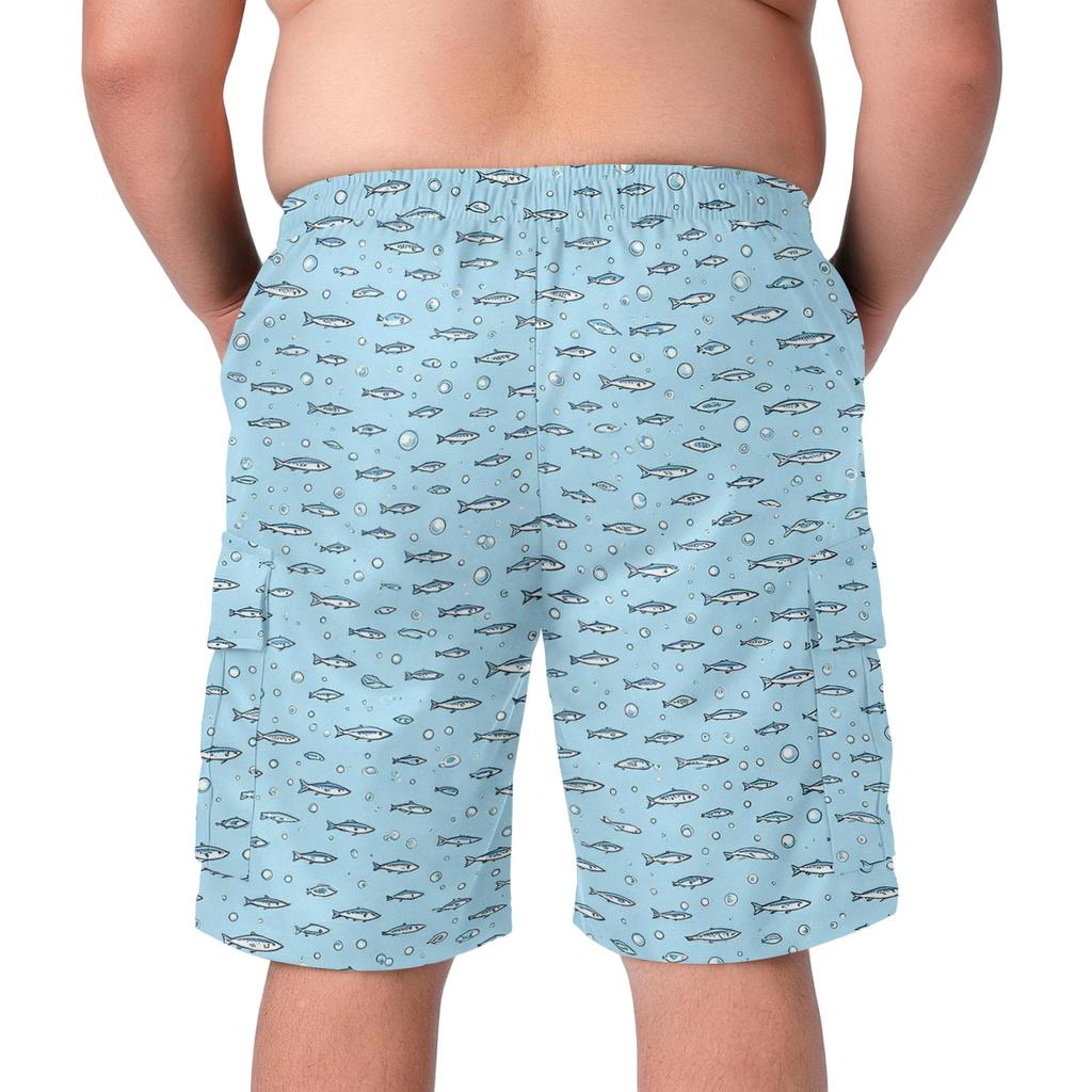 Men's Hawaiian Basic Cargo Shorts for Sizes - Summer Casual Wear