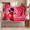 Miraculous Ladybug Personalized Flannel Blanket, Custom Printed Text Name, Warm Soft Blanket For Couch Bed