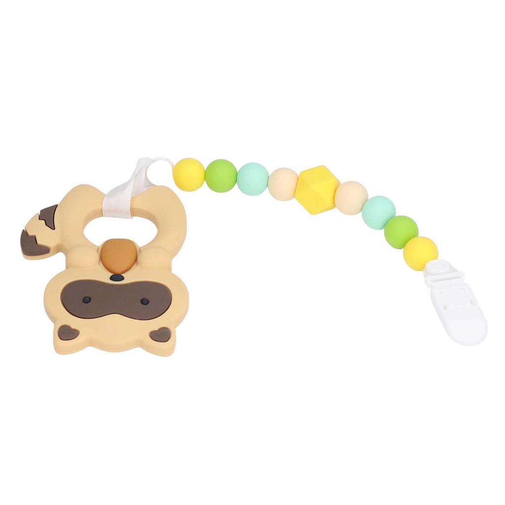 Baby Cartoon Teething Toy Food Grade Silicone Infant Chew Toy Shape and Chain Design