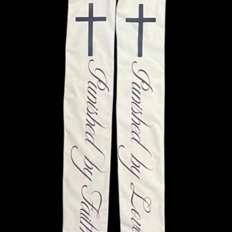 Cute Long Stockings Chic Streetwear Y2K Style Retro Harajuku White Punk Skull Print Long Women's Socks Girl