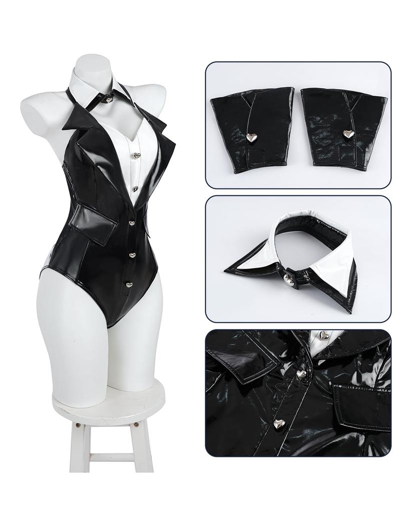 Bunny Girl Plus Size Bunny Black and White Cute and Sexy Halloween Costume for Events and Photo Shoots and White Uniform Size [Excellent Quality]