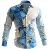 Herren Langarmshirt Marmor Abstrakt Flüssige Kunst Hemden Herbst Winter Streetwear Lässiger Komfort Polyester Slim Fit Hemden