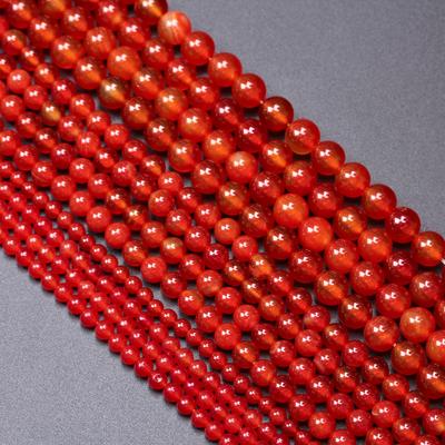 Perles en pierre naturelle 4/6/8 mm 1 brin Perles rondes en vrac Agate cornaline rouge pour la fabrication de bijoux Bracelets DIY faits à la main