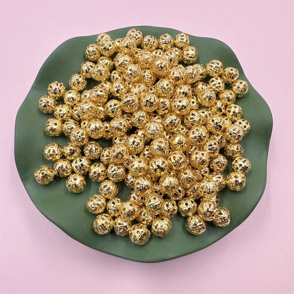 Space Loose Beads For DIY Neckalce Beacelet Hollow Charms Bead Silver Gold Plated 4-12mm