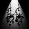 Gothic Black Moon Star Chain Earrings With Vintage Bohemian Style For Women