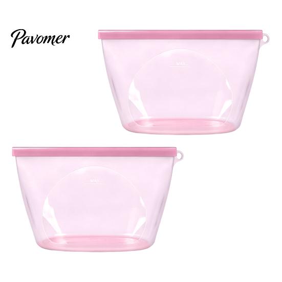 Kitchen Organization Bags with Label Area 2PCS Silicone Food Storage for Kitchen, Double Seal Closure Easy Clean Pantry Bags, Reusable Leakproof