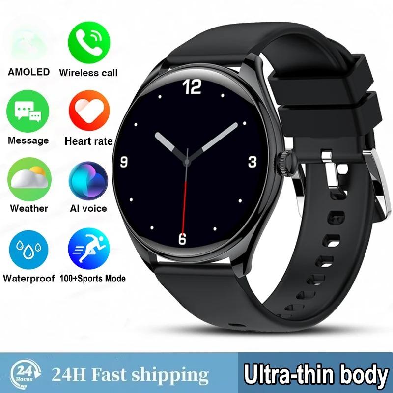 

New Ultra Thin SmartWatch Men 3D Screen Always Show Time Sports Fitness Waterproof Heart Rate Bluetooth Call Smartwatches чорний