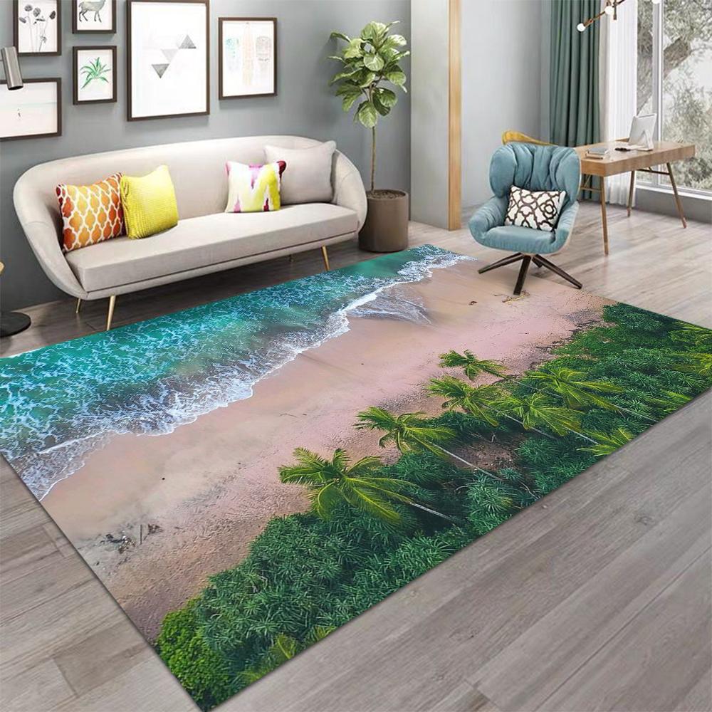 Beachside Beach Scenery Carpet for Living Room Sofa Rug Home Decor Bedroom Bedside Rug Lounge Hallway Floormat Christmas Gifts
