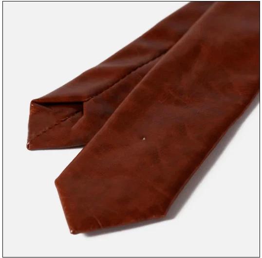 Stylish Wedding Partywear Men's Neck Tie Genuine Soft Leather Lambskin Brown