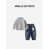 French Arielle De Pinto Boys' Suit Spring and Autumn Style Korean Style Casual Lettered Lapel Cartoon Two-Piece Set