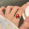 Colorful Mushroom Bead Ring New Elastic Rope Design Cute Playful Women Dopamine Finger Ring Trendy Contrast Color Party Jewelry