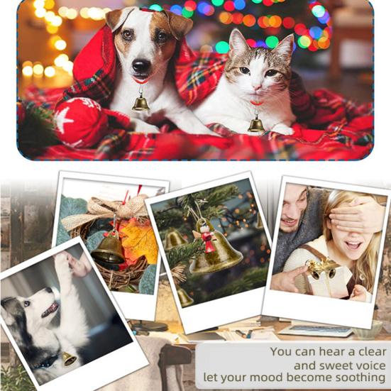 Small Bell Christmas Ornaments Vintage Brass Jingle Bells with Hook for Hanging Wind Chimes Making Home Wedding Christmas Party Decoration