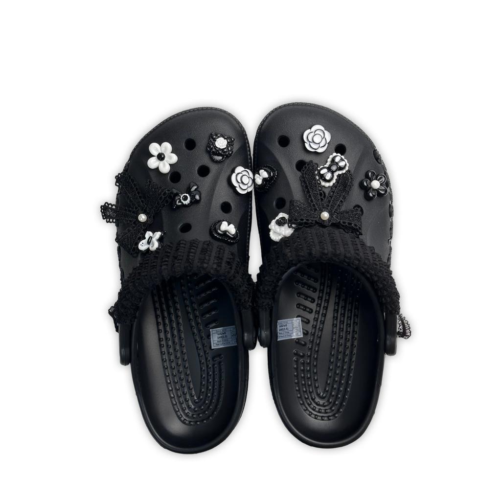 Crocs Baya EVA Sweetheart Butterfly Sweet Niche Fashion Playful High-End Versatile College Trend Hole Shoes Women Black