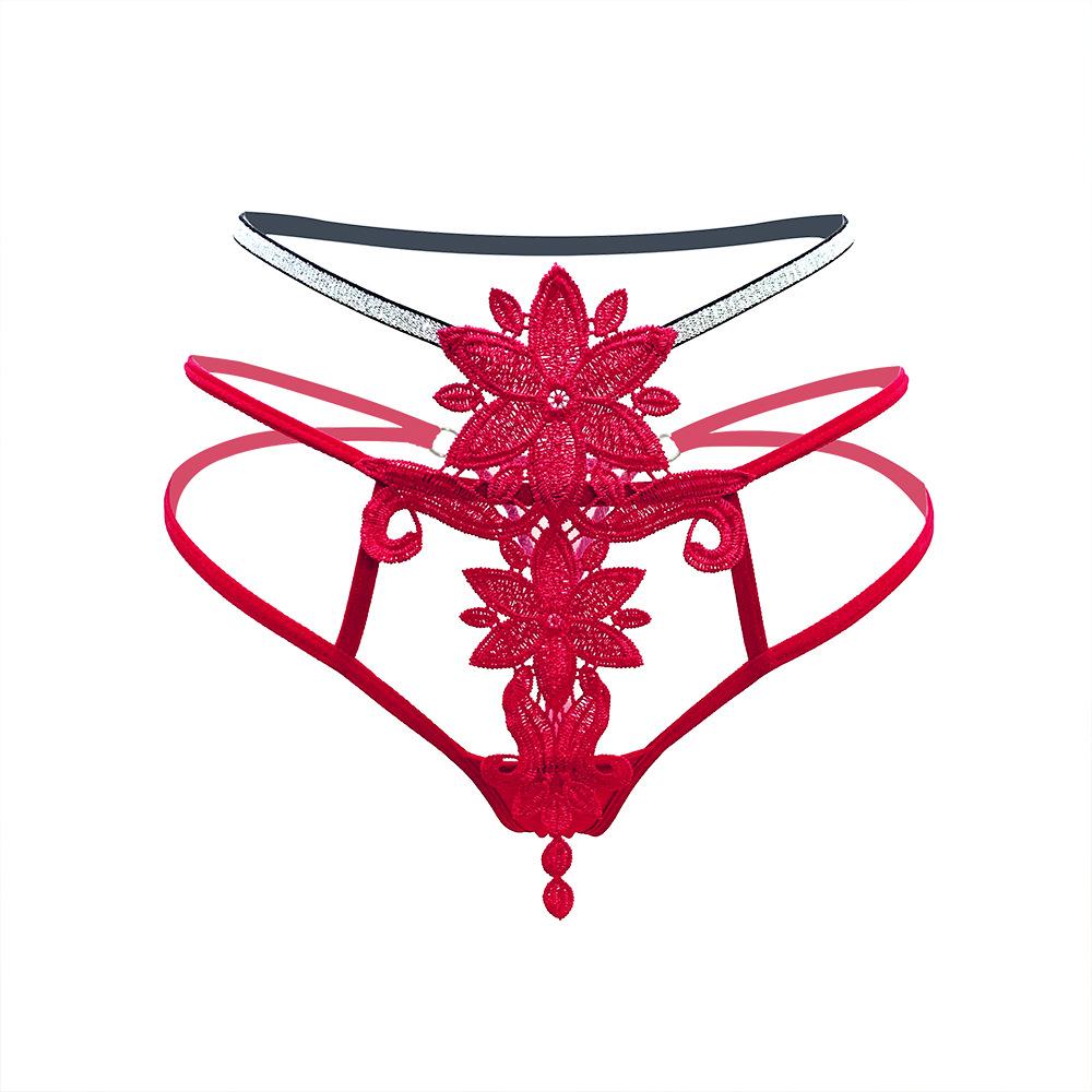 Royal Sister Wind Water Soluble Flower Fringed Embroidered Sexy Panties Female Sexy Waist Flash Thin Belt Hollow Temptation Thong