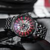 Herren Mechanische Uhr Automatisch Glücksspiel Drehende Scheibe Zifferblatt Armbanduhr Wasserdicht Leuchtende Uhr