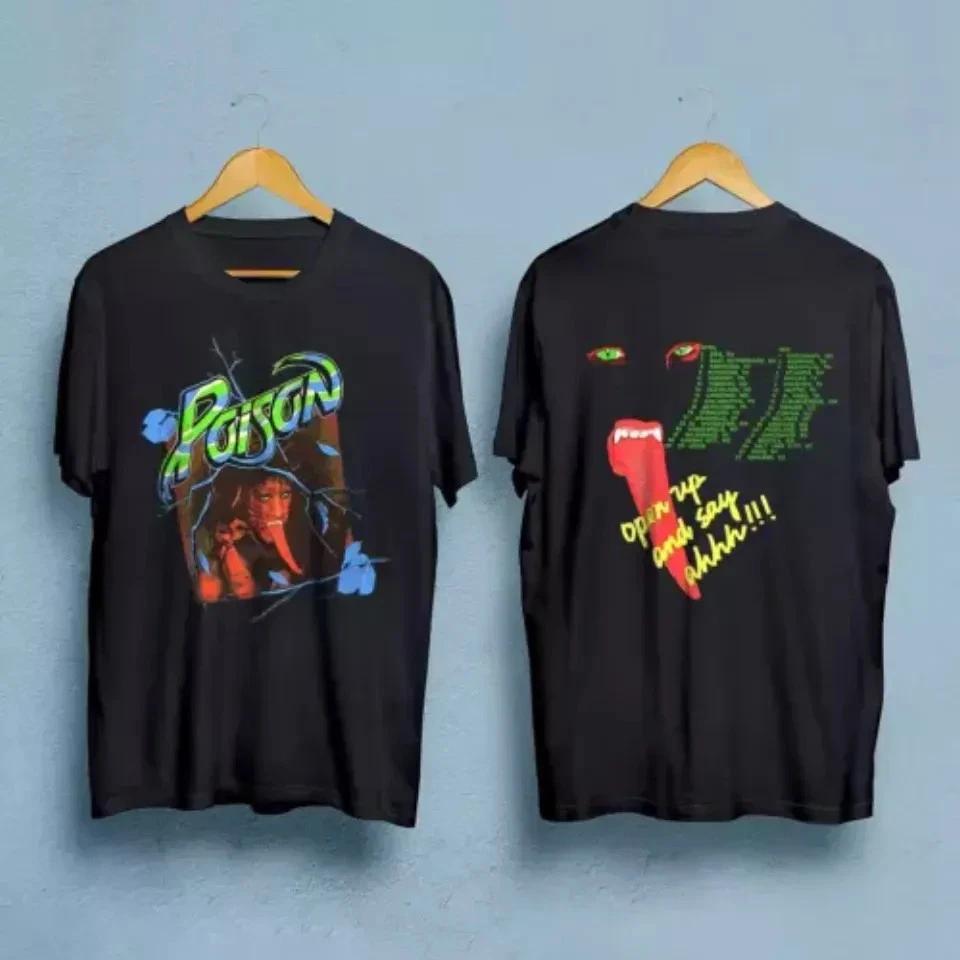 Vintage 80s POISON Open Up And Say Ahh! BANNED 1988 tour concert band Music T-Sh S