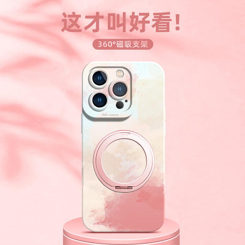 Applicable To Apple 16promax Mobile Phone Case, New National Style Painted Wristband Bracket 15 Fashionable Women's iPho