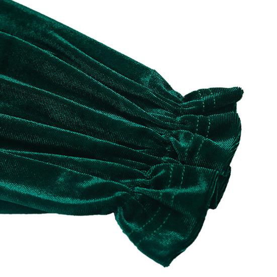 Women's Velvet Long Sleeve Dress Casual Fall Pleated V Neck A Line Flowy Dress Formal Wedding Guest Party Dress