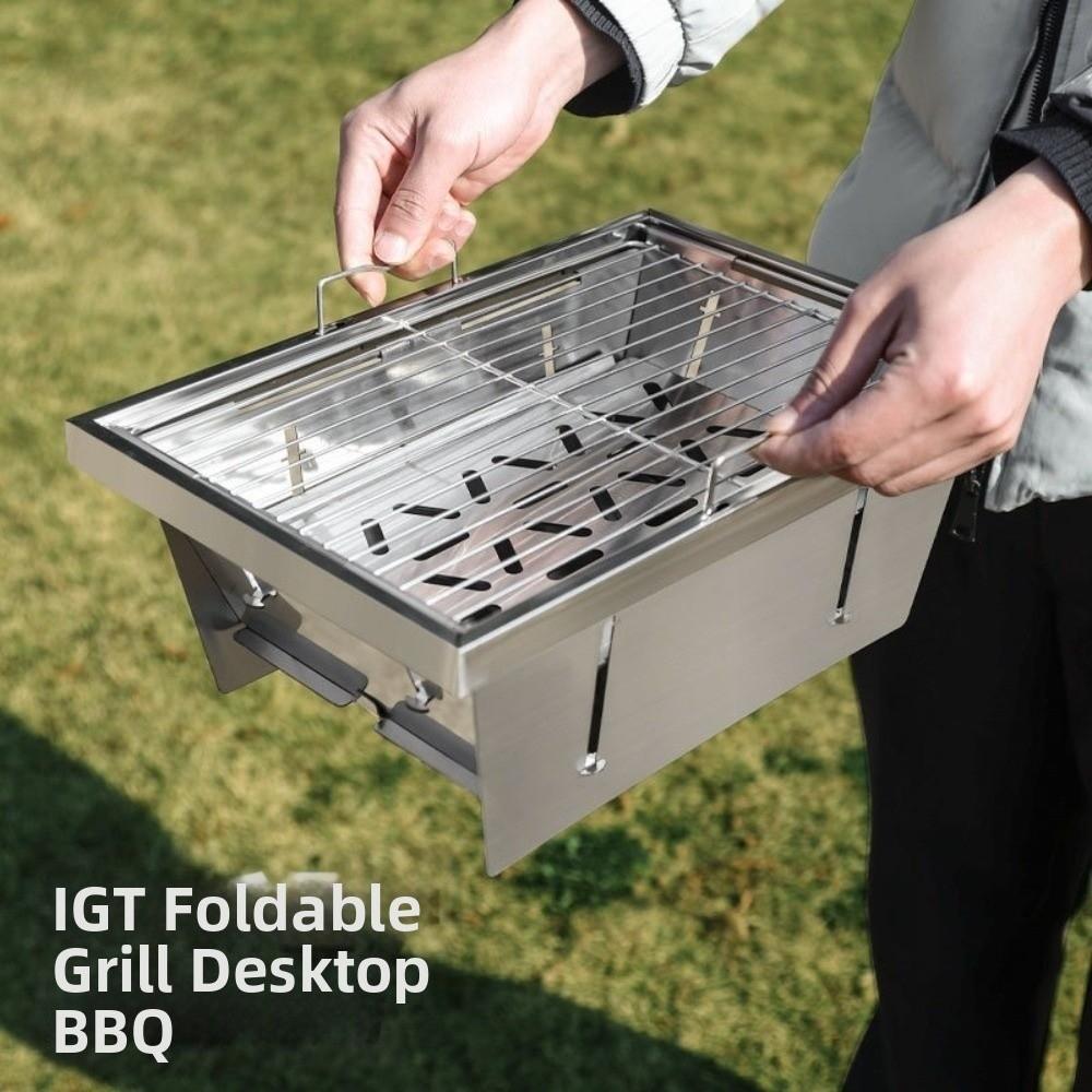 Folding IGT Barbecue Grill Stainless Steel Portable BBQ Rack  Picnic Activities
