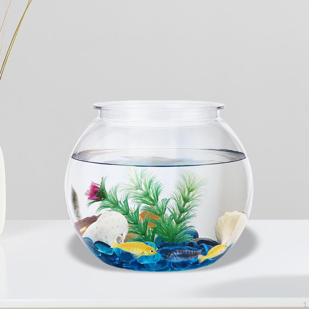 Acquario Piccolo Trasparente, Pesce Acquario Ornamentale Rotondo Vaso da Pesce Tavolo Ufficio Casa