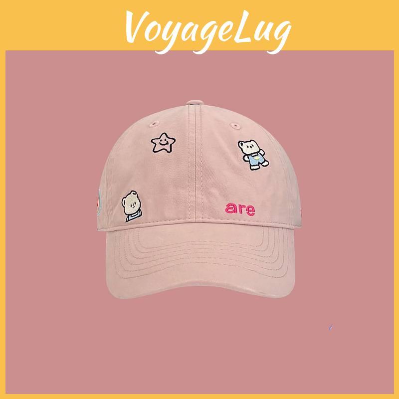 Charming Bear Embroidered Baseball Cap For Girls Casual Cotton Sun Hat