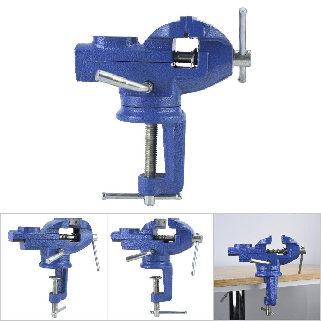 Clamp On  Bench Vise Swivel Table Clamp with Anvil for Jewelry Woodworking (60mm)