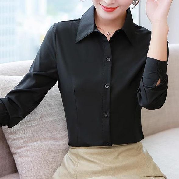 Women's long-sleeved white shirt autumn clothing Korean version of professional clothing formal work clothes large size anti-light temperament