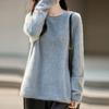 Women's Plus Size Korean Style Marled Yarn Cashmere Wool Sweater - Loose Fit, Brushed, Round Neck