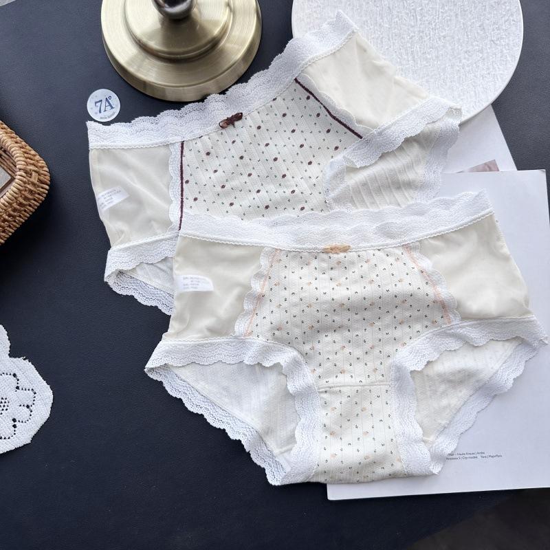 Ladies Spring and Summer Soft Fresh and Cute Printed Cotton Mesh Sexy Panties