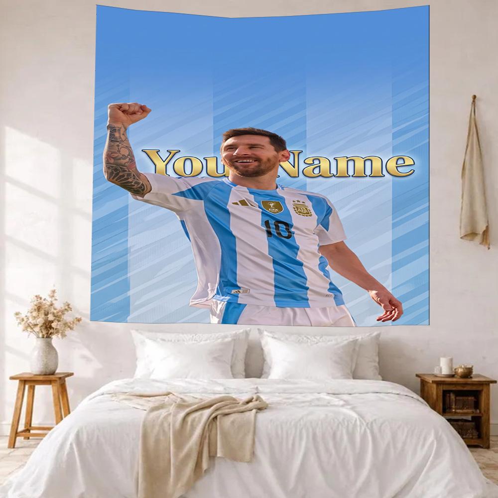Messi Custom Your Name Wall Decor Tapestry Art For Pet Memorial Birthdaywedding Party Backdrop Family Gift