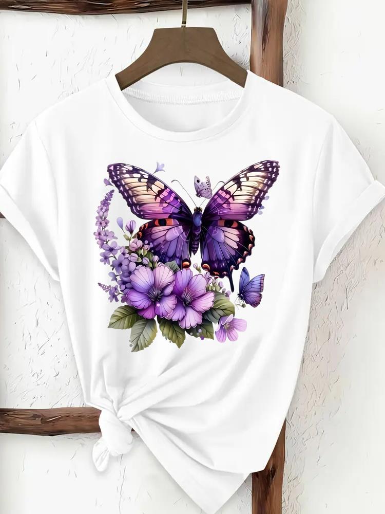 (Asian Size) trend flower sweet 90s Clothing T Shirt Print Female Woman Women Fashion Tee Top Short Sleeve Graphic T-shirts