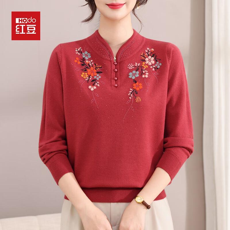 Hodo Mid-Aged Women's Embroidered Knit Sweater