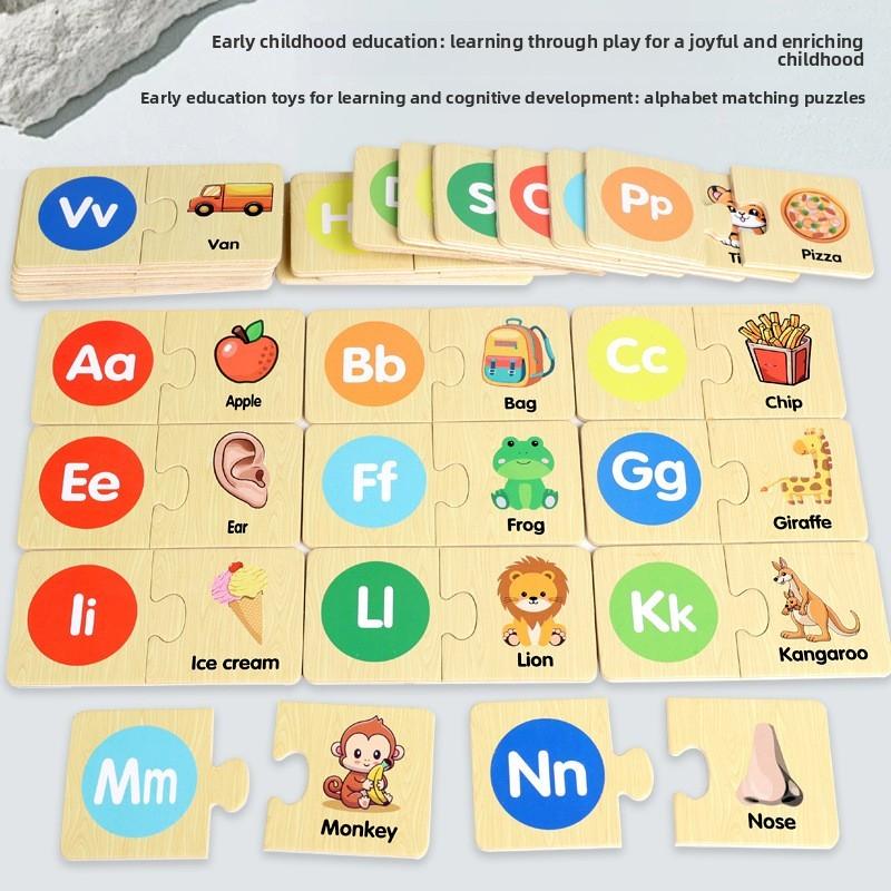 Holz-Tier-Zuordnungsspiel für Kinder mit Buchstabenblöcken Pädagogisches Spielzeug für Vorschulkinder
