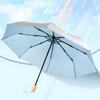 Solid Color Wooden Handle Three-fold Umbrella Wholesale 8-bone Silver Glue Sun Protection and UV Protection Folding Umbrella Manual Umbrella