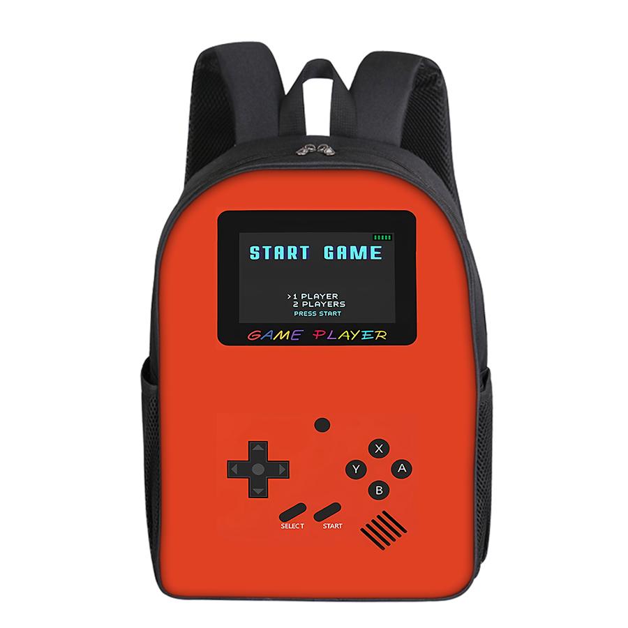 Eenvoudige Stijl Game Console Patroon Enkele Laag Rugzak Voor Jongens/Meisjes Kinderen Beste Cadeaus 2D Platte Cartoon Tieners Schooltassen black