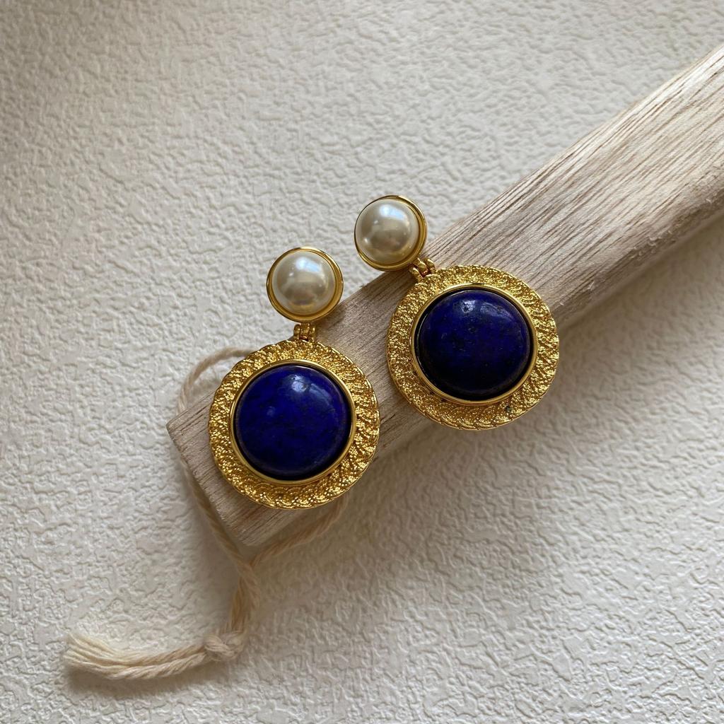 Retro Temperament Agate Earrings, High-End Sense Versatile Earrings, Medieval Vintage Marking Silver Needle Earrings