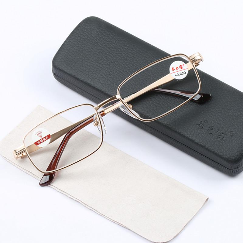 

Прямоугольные хрустальные очки для чтения для мужчин - Легкая металлическая оправа пяти цветов +1.50