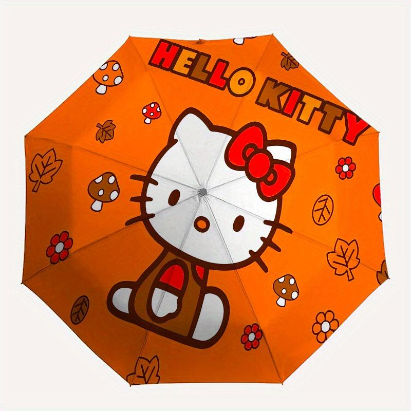 Hello Kitty,Autumn Automatic Folding Umbrella-Simple 8-Rib Design, Bright Cartoon Pattern, Durable Iron Frame, Suitable For Travel, Outdoor,
